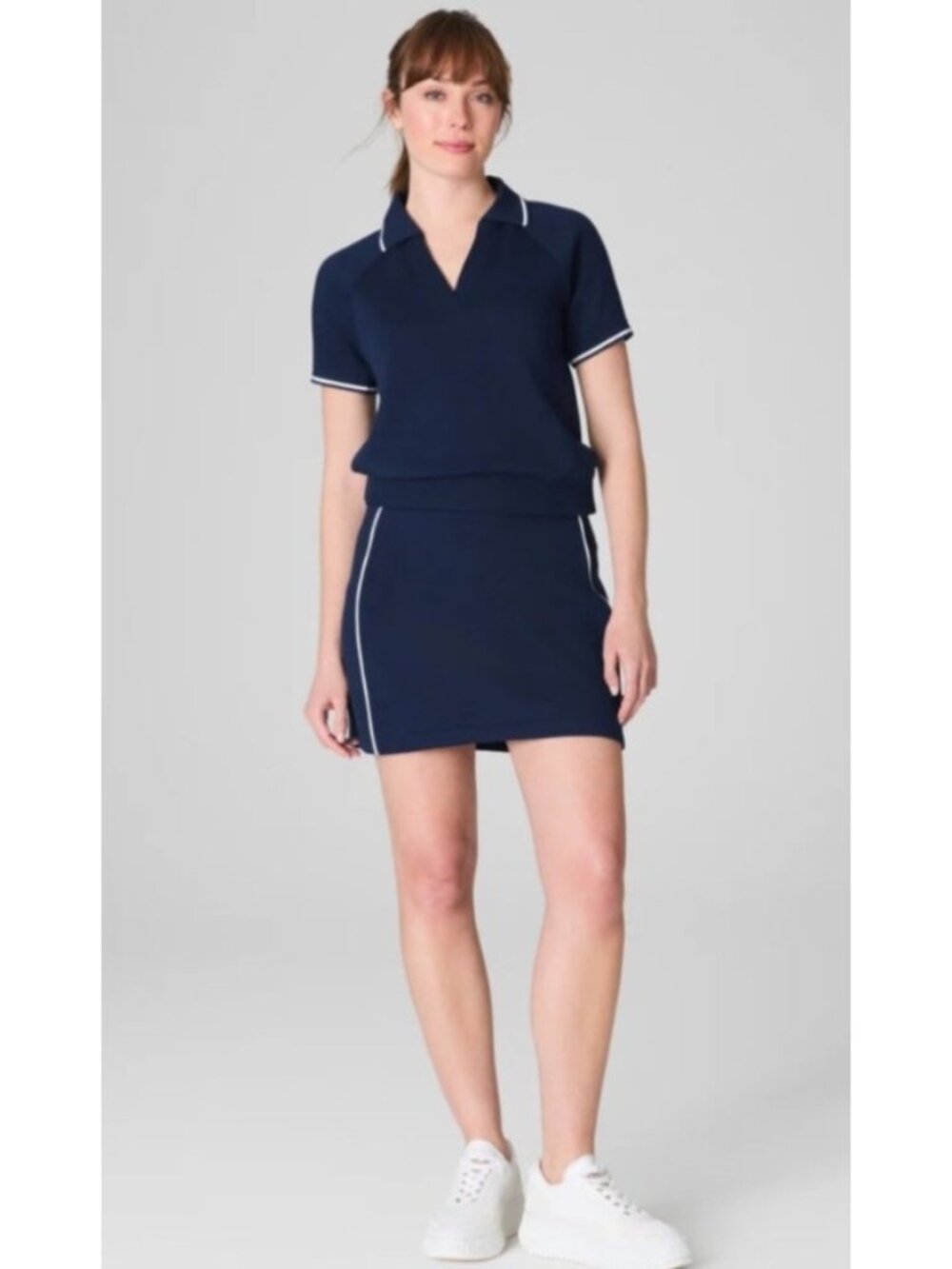 Spanx Air Essentials Airpique Skort Timeless Navy Pull-On Skirt Mini XL Casual